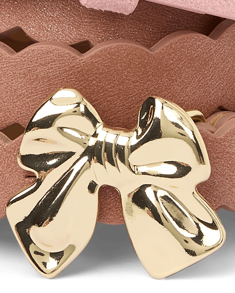 Girls Scalloped Bow Belt 2-Pack