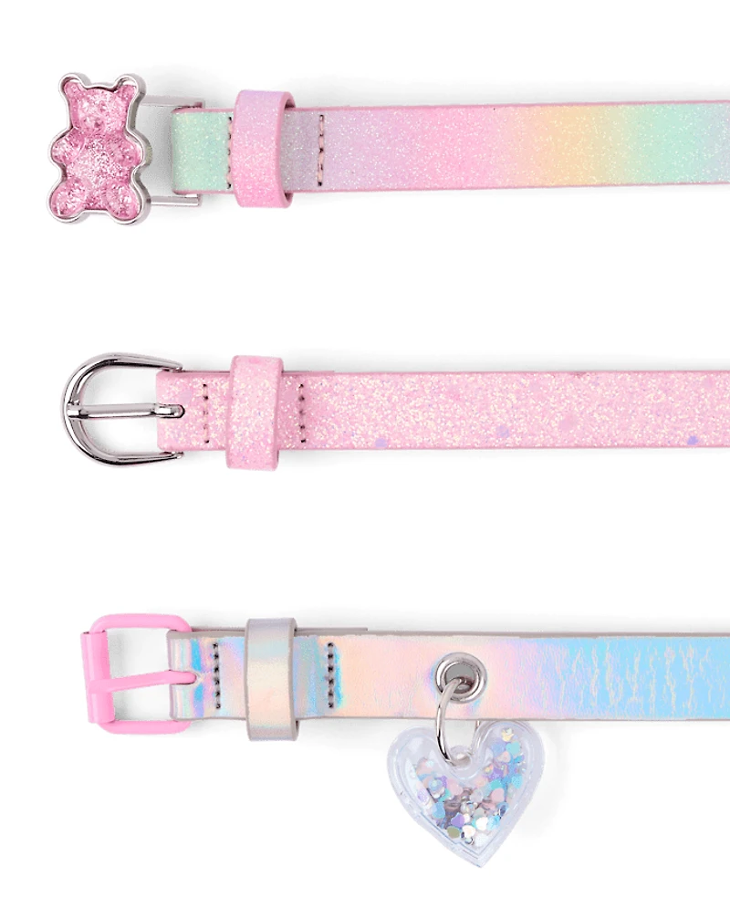 Girls Glitter Candy Bear Belt 3-Pack