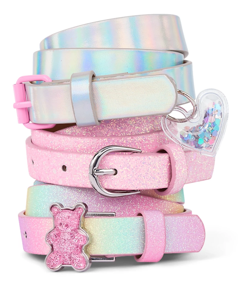 Girls Glitter Candy Bear Belt 3-Pack