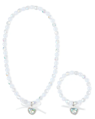 Girls Heart Beaded 2-Piece Jewelry Set
