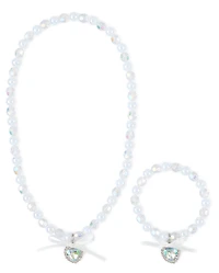 Girls Heart Beaded 2-Piece Jewelry Set