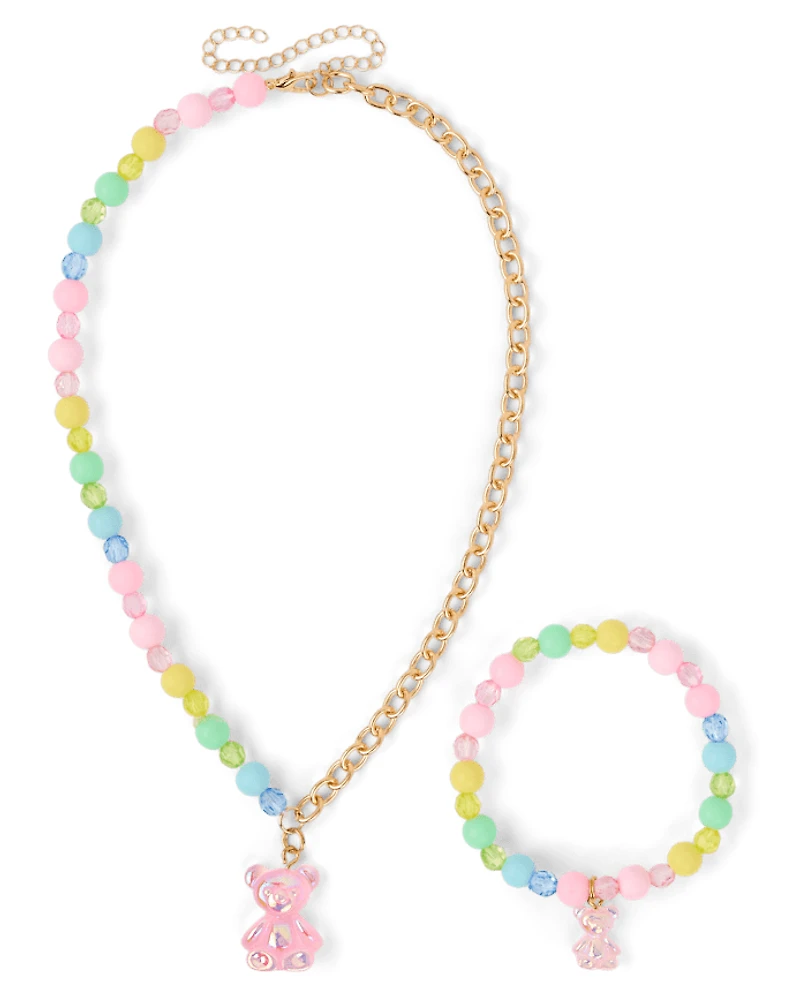 Girls Bear 2-Piece Jewelry Set