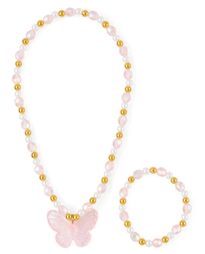Girls Beaded Butterfly 2-Piece Jewelry Set
