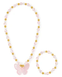 Girls Beaded Butterfly 2-Piece Jewelry Set