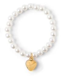 Girls Faux Pearl Beaded Heart 2-Piece Jewelry Set