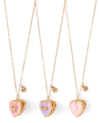 Girls Bow Locket BFF Necklace 3-Pack