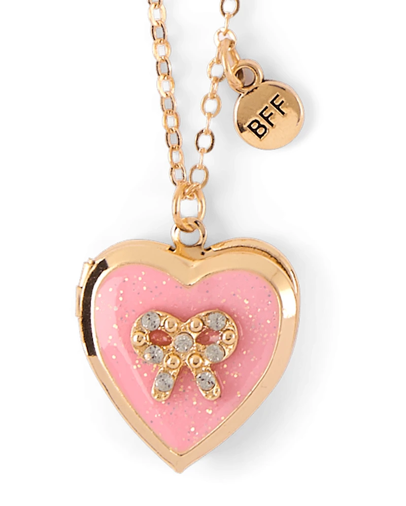 Girls Bow Locket BFF Necklace 3-Pack