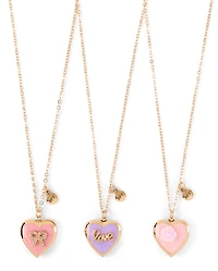 Girls Bow Locket BFF Necklace 3-Pack