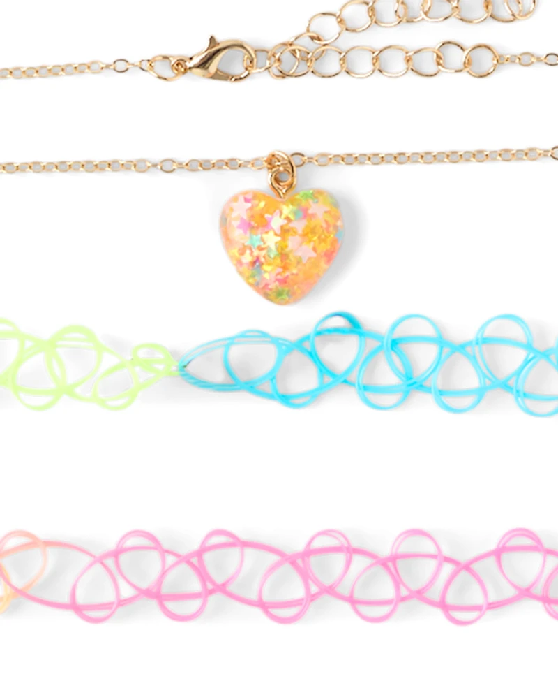Girls Charm Choker Necklace 7-Pack