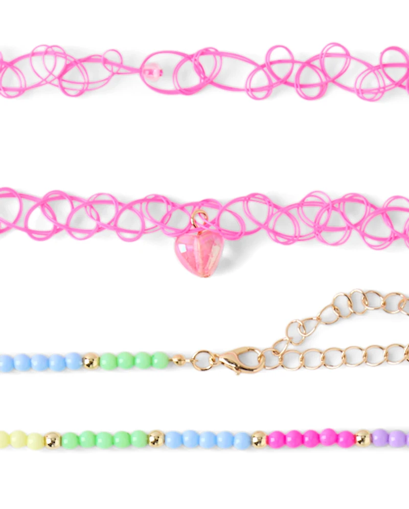 Girls Charm Choker Necklace 7-Pack