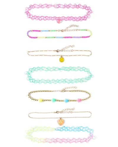 Collier ras du cou à breloques pour filles (lot de 7)