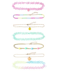 Collier ras du cou à breloques pour filles (lot de 7)