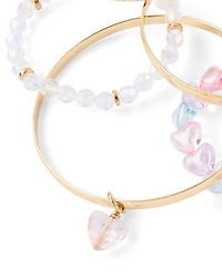 Girls Heart Bangle Bracelet 7-Pack