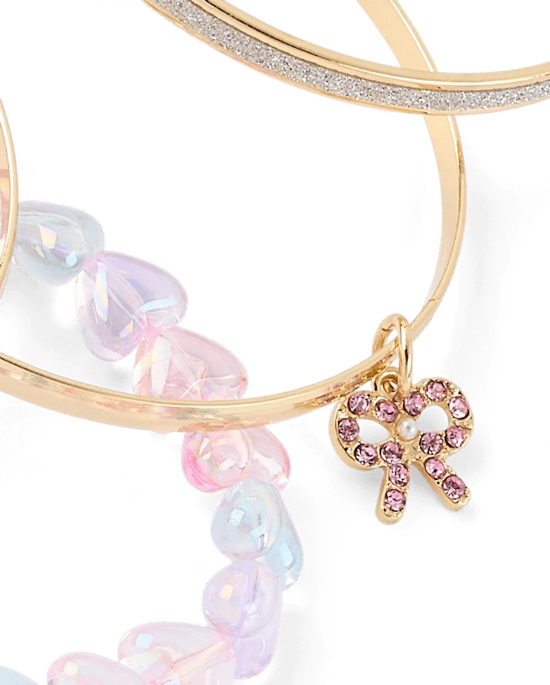 Girls Heart Bangle Bracelet 7-Pack