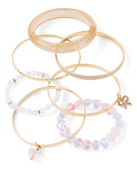 Girls Heart Bangle Bracelet 7-Pack