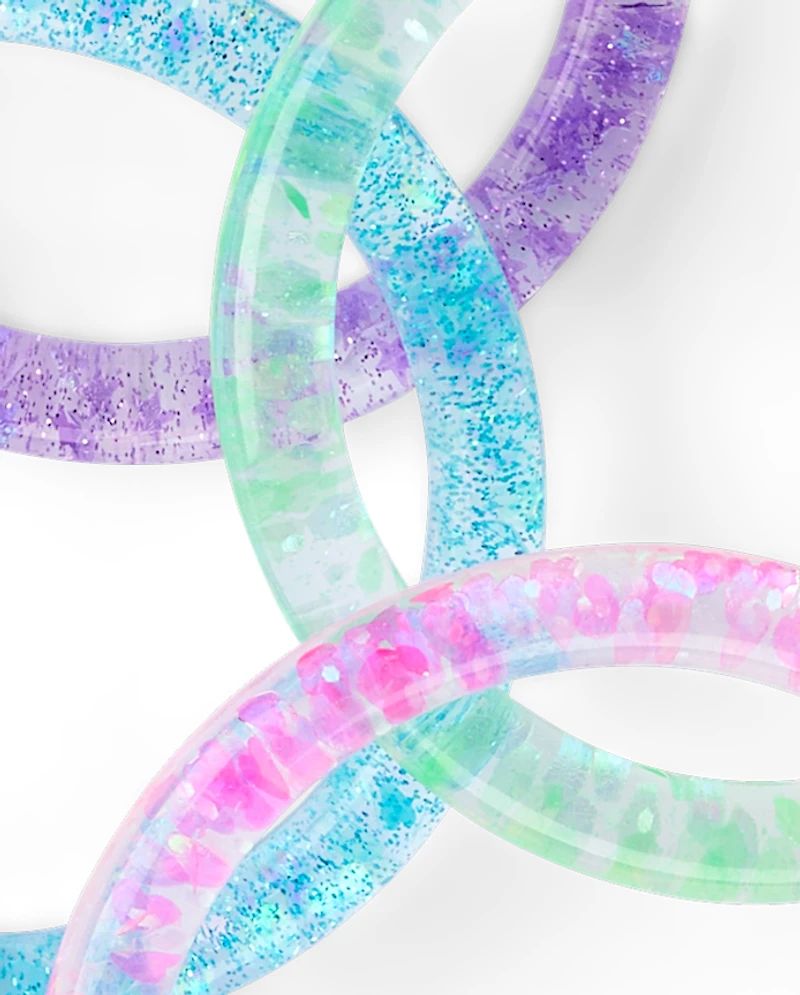 Girls Glitter Bangle Bracelet 4-Pack