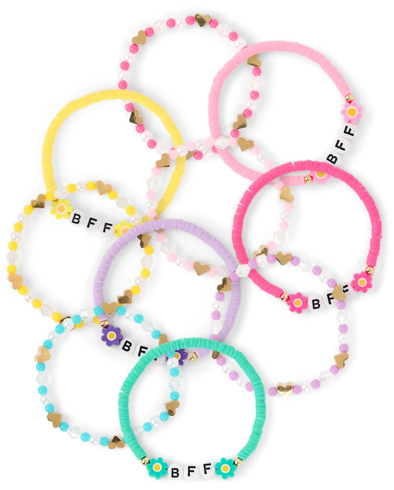 Girls Besties Beaded Bracelet 10-Pack
