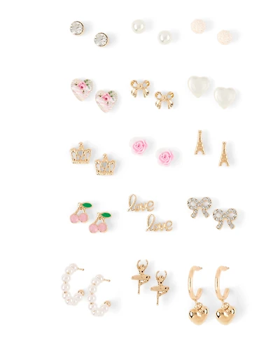 Girls Bow Earrings 15-Pack