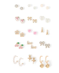 Girls Bow Earrings 15-Pack
