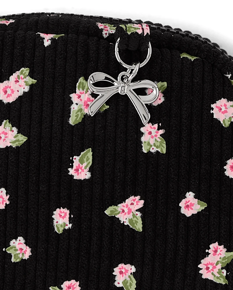 Sac banane en velours côtelé à fleurs pour filles