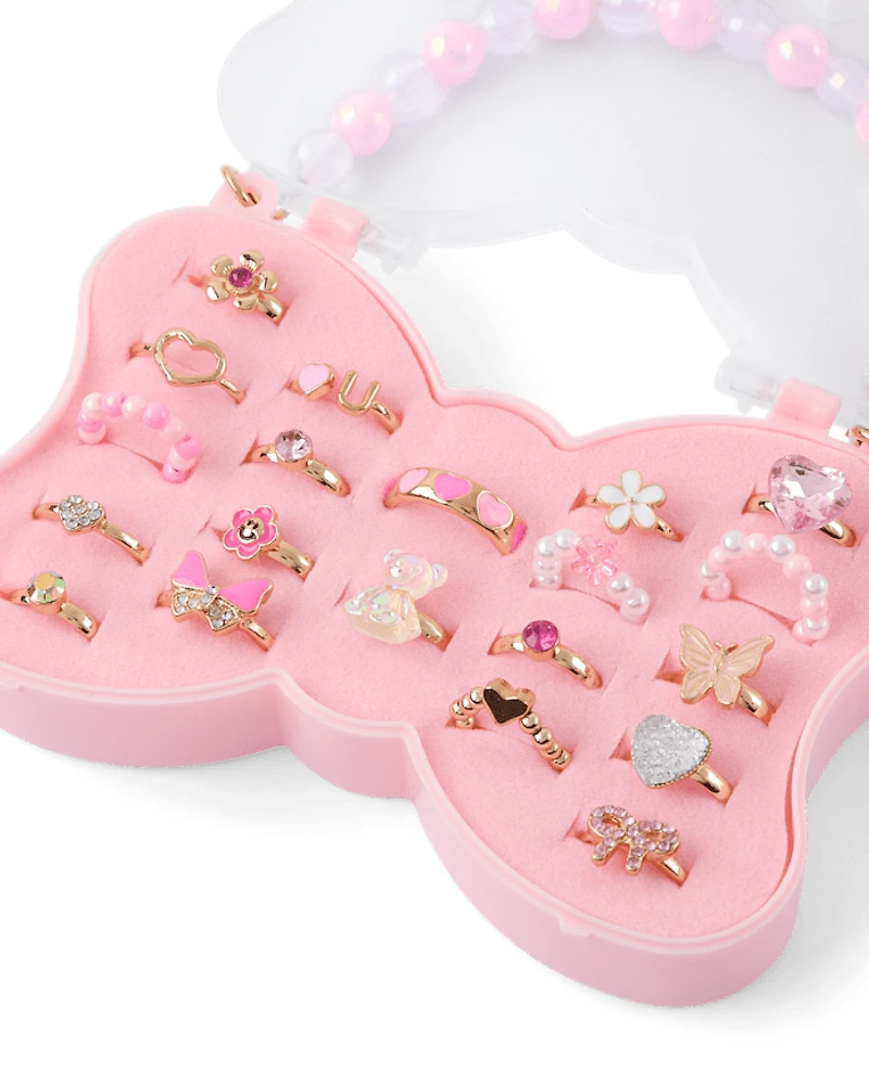 Girls Butterfly Ring 20-Pack