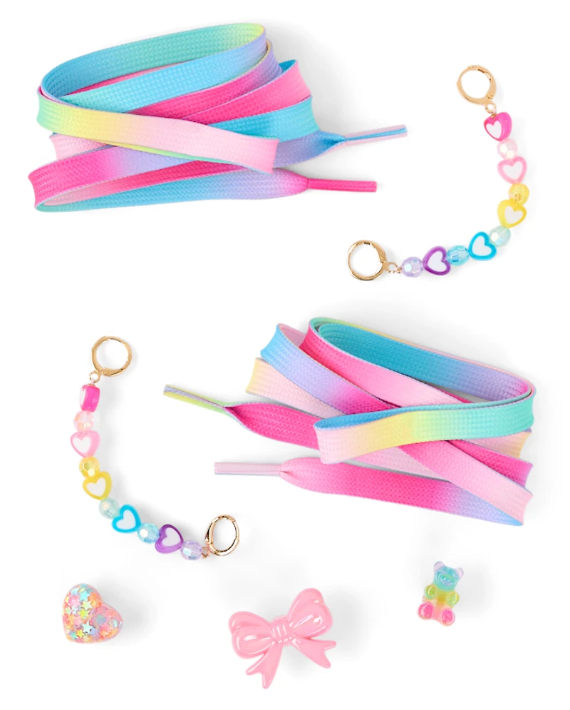 Girls Rainbow Shoelace & Shoe Charm 6-Piece Set