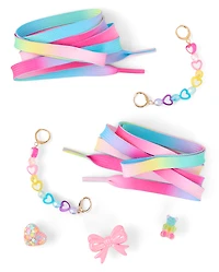 Girls Rainbow Shoelace & Shoe Charm 6-Piece Set