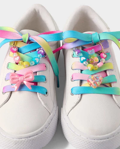 Girls Rainbow Shoelace & Shoe Charm 6-Piece Set