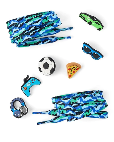 Boys Gamer Shoelace & Shoe Charm 7-Piece Set