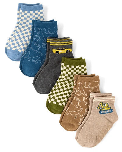 Toddler Boys Dino Midi Socks 6-Pack