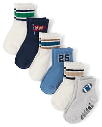 Toddler Boys Varsity Midi Socks 6-Pack