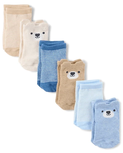 Baby Boys Bear Midi Socks 6-Pack