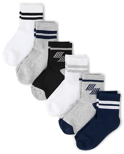 Boys Striped Cushioned Midi Socks 6-Pack