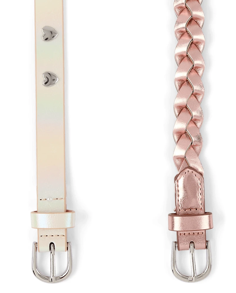 Girls Braided Belt 2-Pack