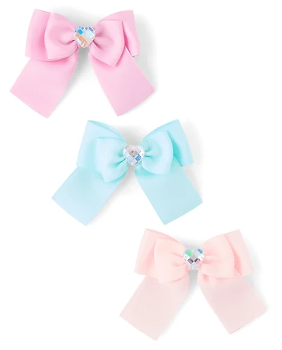 Toddler Girls Heart Bow Hair Clip 3-Pack