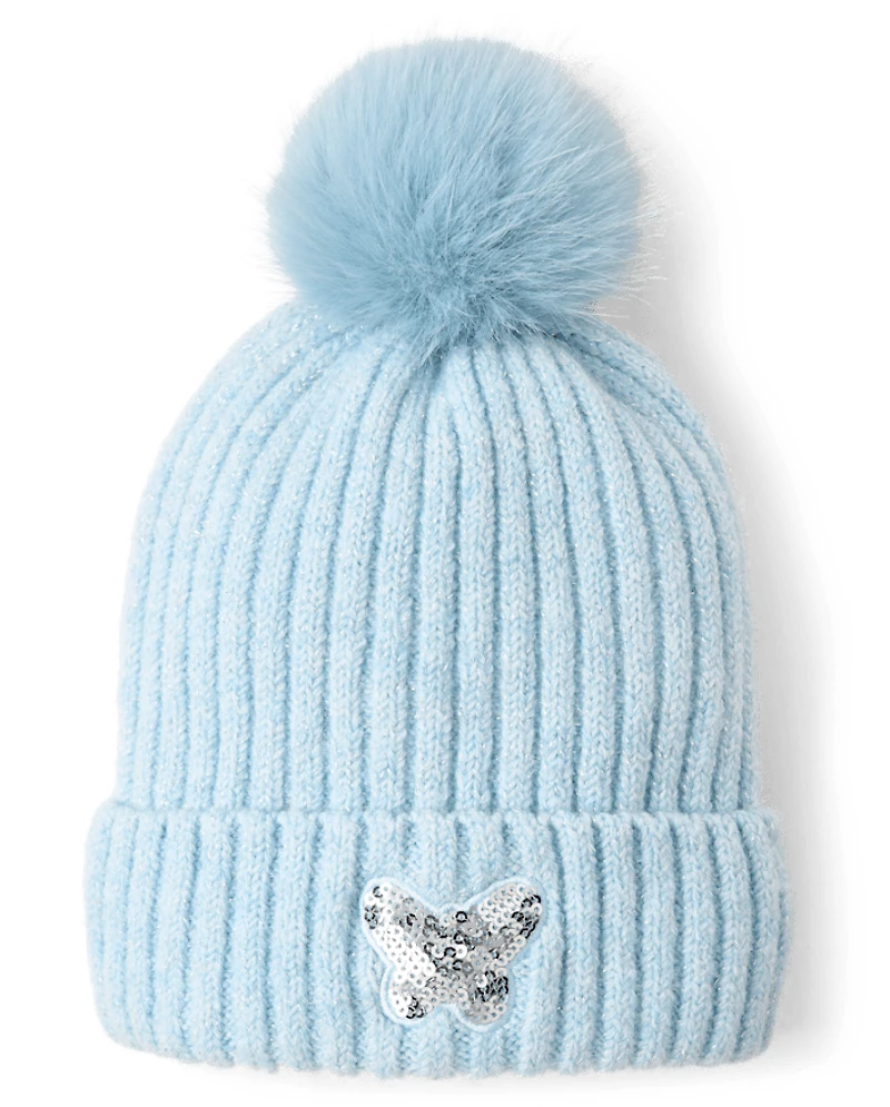 Toddler Girls Embellished Icon Pom Beanie
