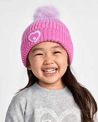 Toddler Girls Embellished Icon Pom Beanie