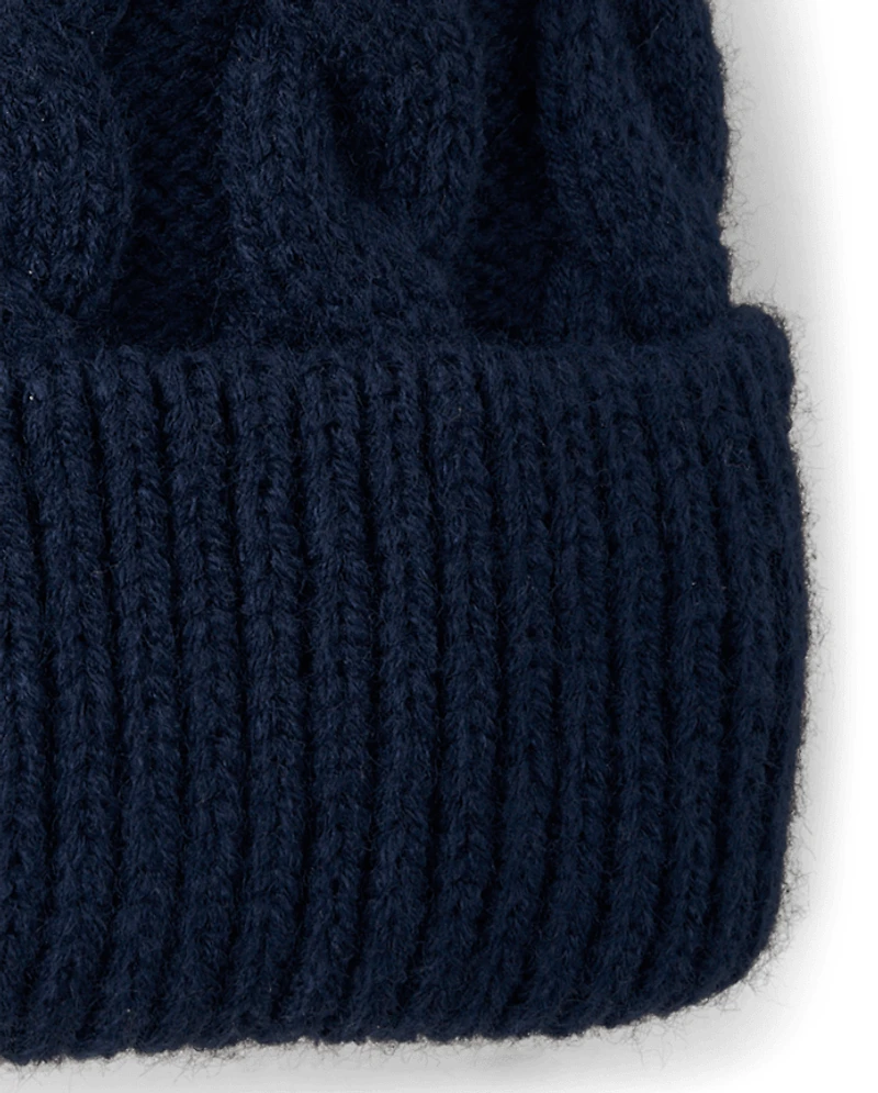 Toddler Boys Embroidered Construction Vehicle Pom Beanie