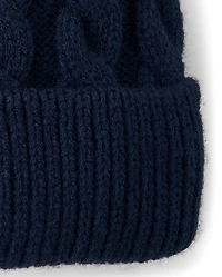 Toddler Boys Embroidered Construction Vehicle Pom Beanie