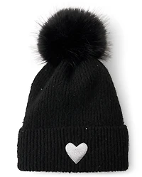 Girls Embroidered Sequin Beanie
