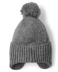 Kids Pom Ear Flap Beanie