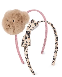 Toddler Girls Plush Bear Headband 2-Pack