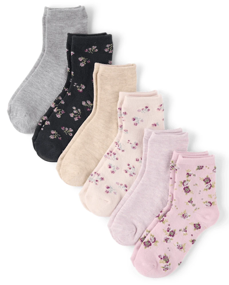 Girls Floral Midi Socks 6-Pack