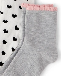 Girls Heart Scalloped Midi Socks 6-Pack