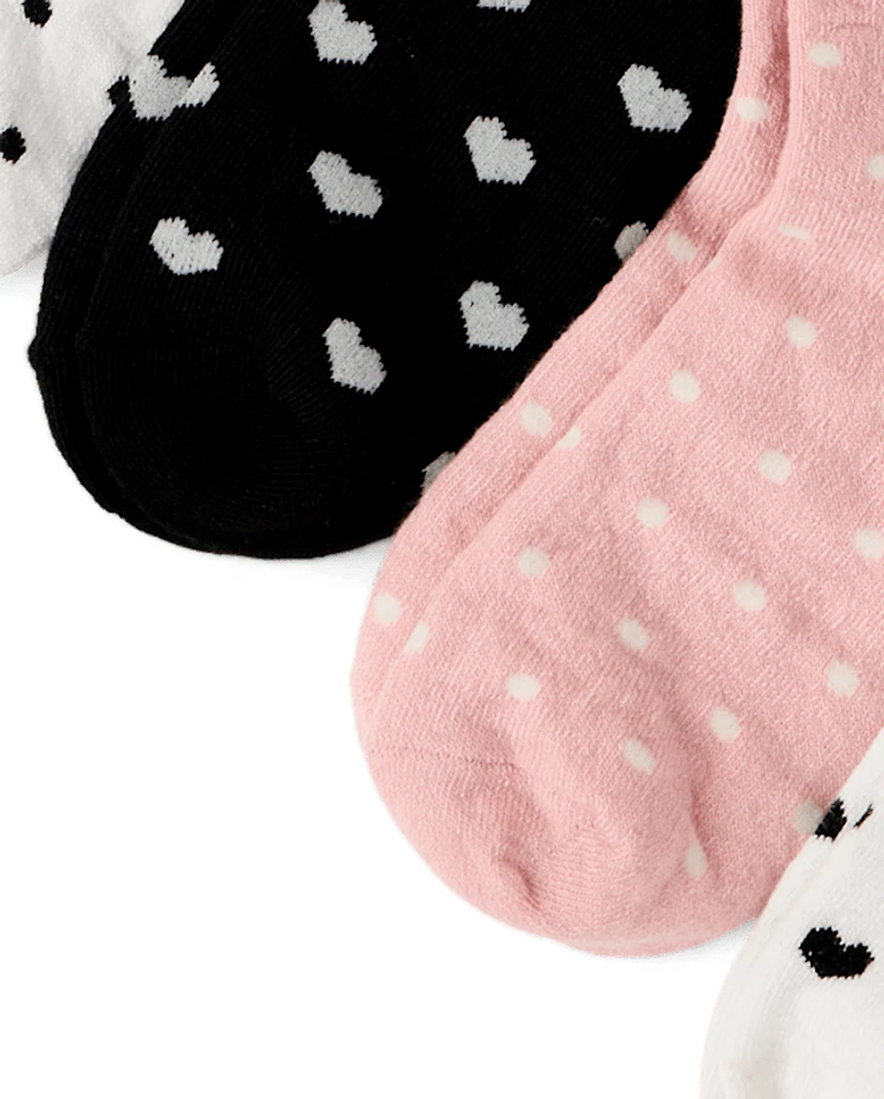Girls Heart Scalloped Midi Socks 6-Pack