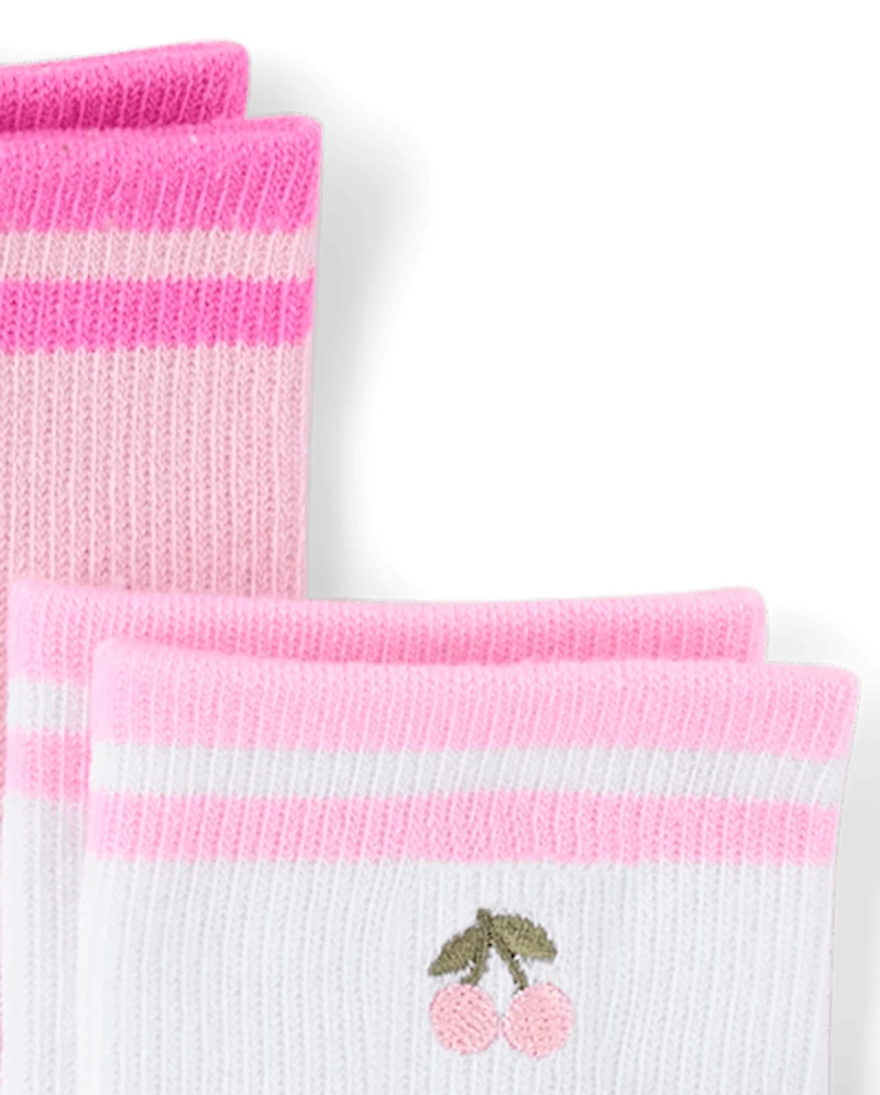 Girls Embroidered Cherry Midi Socks 6-Pack