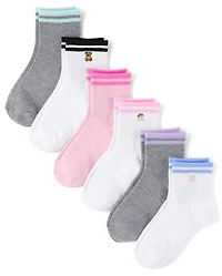 Girls Embroidered Cherry Midi Socks 6-Pack