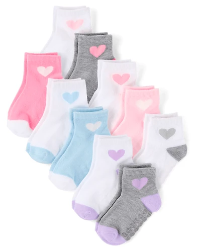 Toddler Girls Heart Midi Socks 10-Pack
