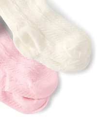 Baby Girls Cable Knit Tights 2-Pack