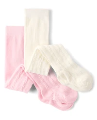 Baby Girls Cable Knit Tights 2-Pack